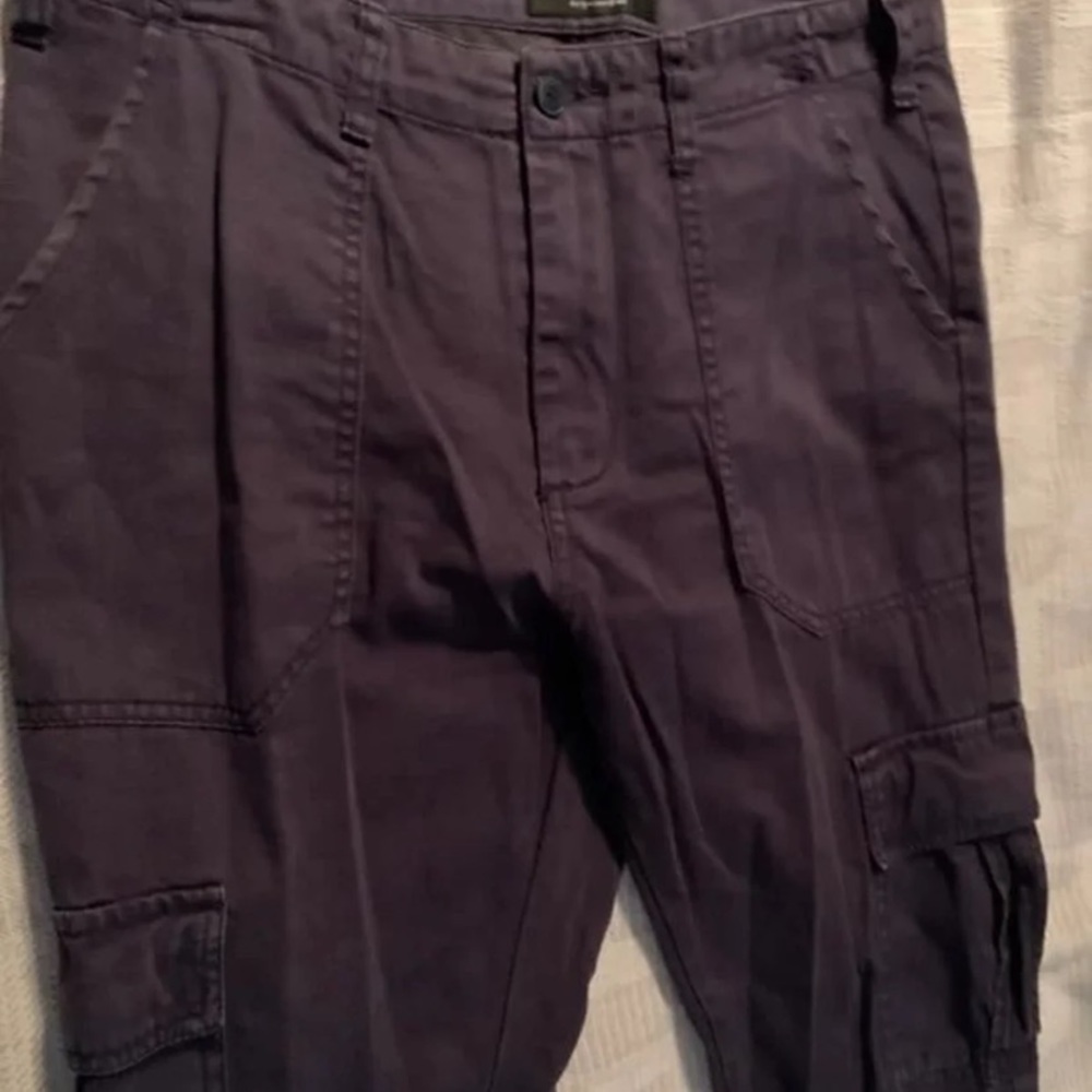 "Match Stick” Navy Blue Men's Cargo Long Pants.